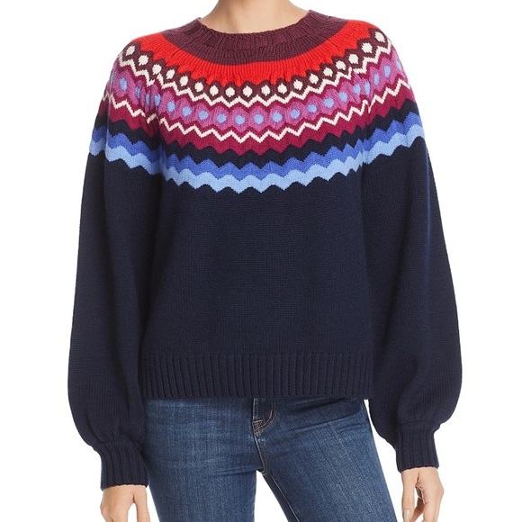 Joie Karenya Wool Blend Crewneck Women's Sweater XS Navy Multicolor - Picture 2 of 7